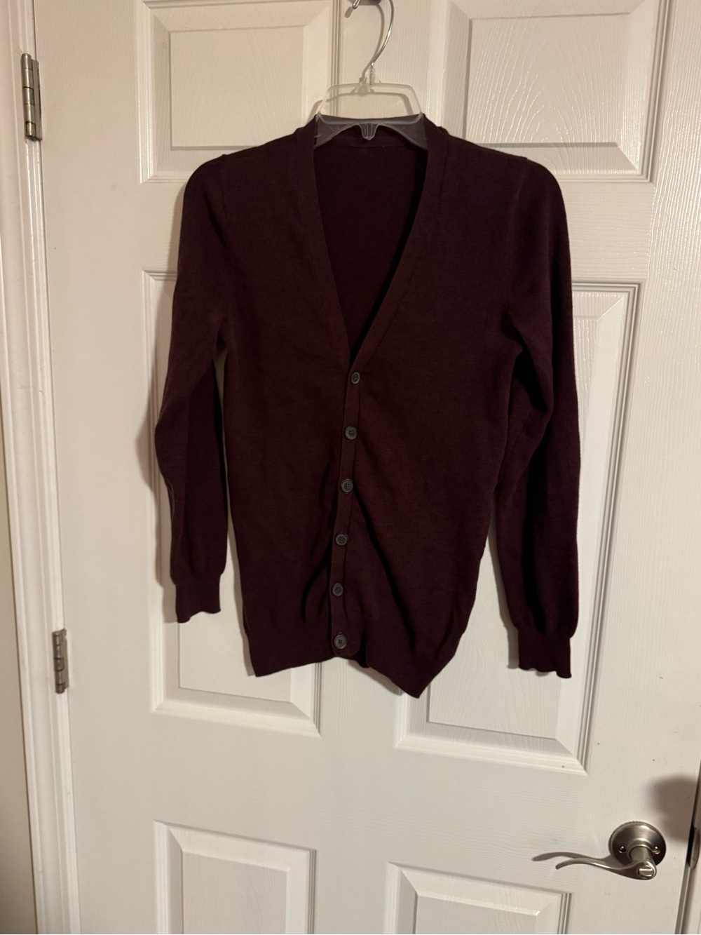 H&M Men's Button V-Neck Cardigan - Dark Burgundy